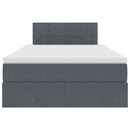 vidaXL Ágy tárolóval és LED lámpával Sötétszürke 120 x 190 cm Bársony