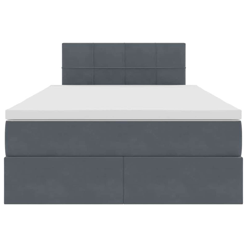 vidaXL Ágy tárolóval és LED lámpával Sötétszürke 120 x 190 cm Bársony