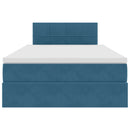 vidaXL Ágy tárolóval és LED lámpával Kék 120 x 190 cm Bársony
