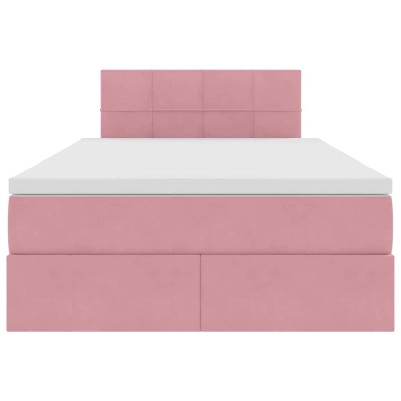 vidaXL Ágy tárolóval és LED lámpával Rózsaszín 120 x 190 cm Bársony