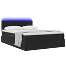 vidaXL LED tárolós ágy matraccal Fekete 140 x 190 cm Bársony