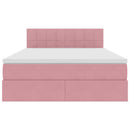 vidaXL Ágy tárolóval és LED lámpával Rózsaszín 140 x 190 cm Bársony