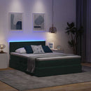 vidaXL LED tárolós ágy matraccal Sötétzöld 140 x 200 cm Bársony