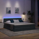 vidaXL Ágy tárolóval és LED lámpával Sötétszürke 180 x 200 cm Bársony