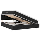 vidaXL Ágy tárolóval és LED lámpával Fekete 180 x 200 cm Bársony