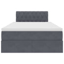 vidaXL Ágy tárolóval és LED lámpával Sötétszürke 120 x 190 cm Bársony