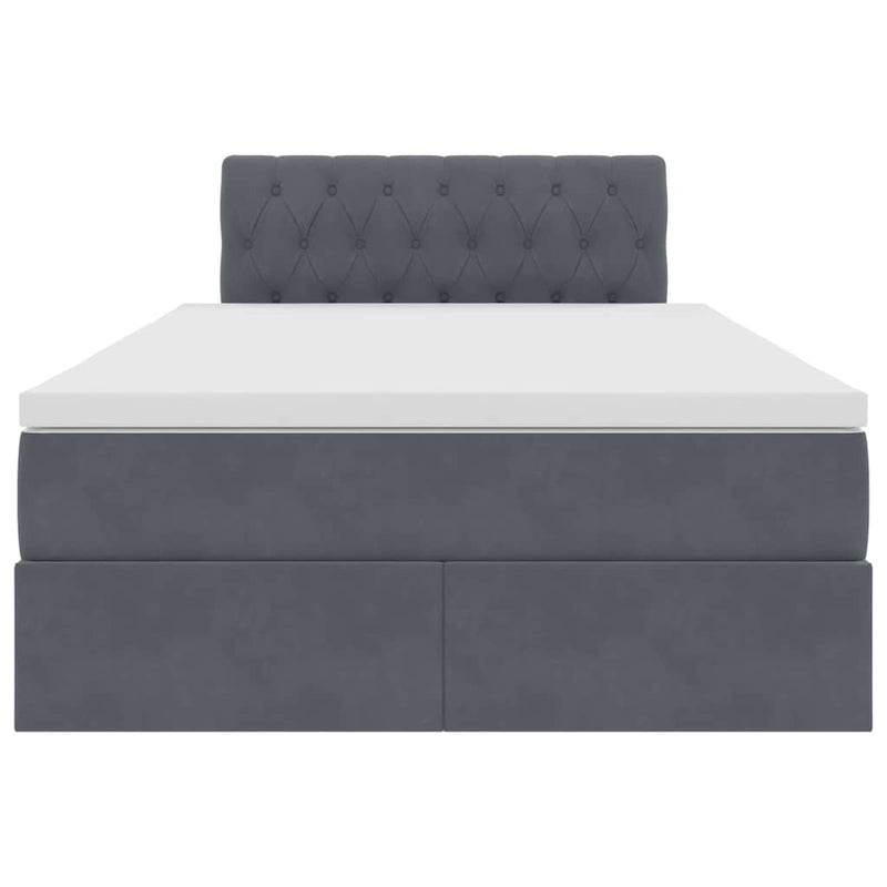 vidaXL Ágy tárolóval és LED lámpával Sötétszürke 120 x 190 cm Bársony