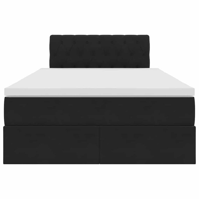 vidaXL Ágy tárolóval és LED lámpával Fekete 120 x 190 cm Bársony