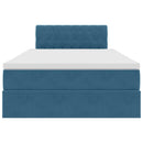 vidaXL Ágy tárolóval és LED lámpával Kék 120 x 190 cm Bársony