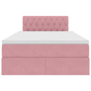 vidaXL Ágy tárolóval és LED lámpával Rózsaszín 120 x 190 cm Bársony