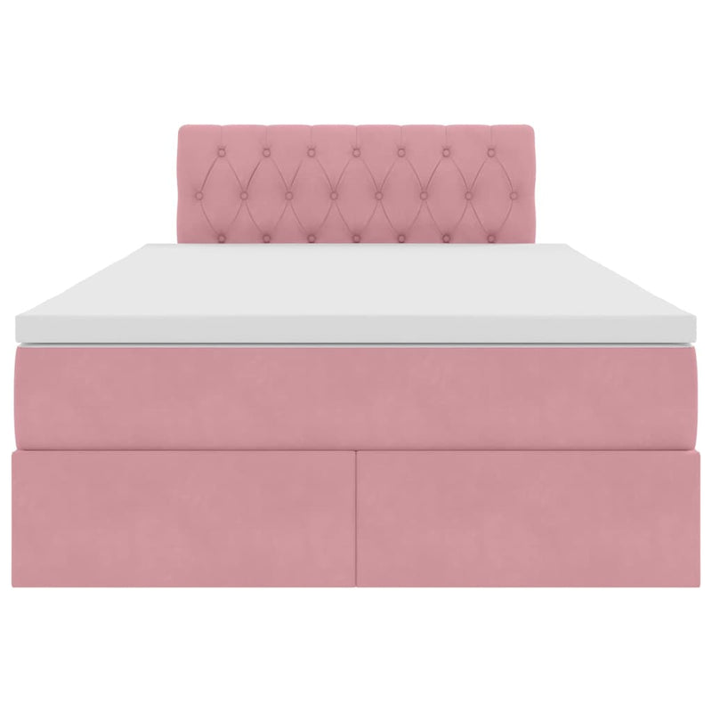 vidaXL Ágy tárolóval és LED lámpával Rózsaszín 120 x 190 cm Bársony