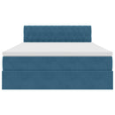 vidaXL Ágy tárolóval és LED lámpával Sötét kék 140 x 190 cm Bársony