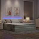 vidaXL Ágy tárolóval és LED lámpával leddel Világosszürke 180 x 200 cm