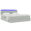 vidaXL Ágy tárolóval és LED lámpával leddel Világosszürke 180 x 200 cm