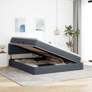 vidaXL Ágy tárolóval és LED lámpával Sötétszürke 180 x 200 cm Bársony