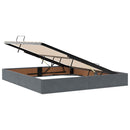 vidaXL Ágy tárolóval és LED lámpával Sötétszürke 180 x 200 cm Bársony