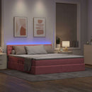 vidaXL Ágy tárolóval és LED lámpával Rózsaszín 180 x 200 cm Bársony