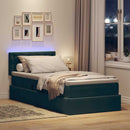vidaXL Ágy tárolóval és LED lámpával Sötétzöld 100 x 200 cm Bársony