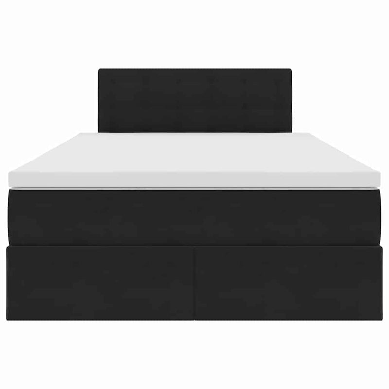 vidaXL Ágy tárolóval és LED lámpával Fekete 120 x 190 cm Bársony