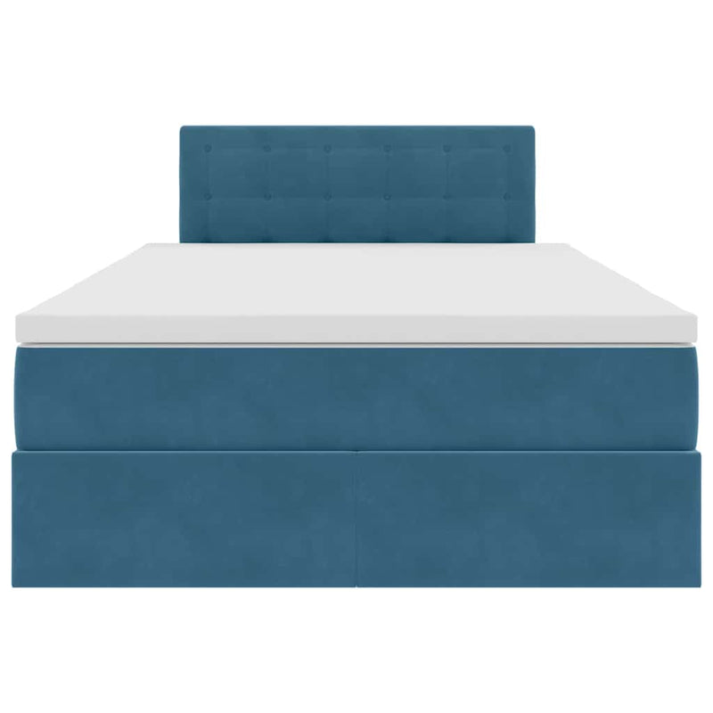 vidaXL Ágy tárolóval és LED lámpával Kék 120 x 190 cm Bársony