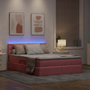 vidaXL LED tárolós ágy matraccal Rózsaszín 140 x 190 cm Bársony