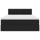 vidaXL Ágy tárolóval és LED lámpával Fekete 140 x 200 cm Bársony