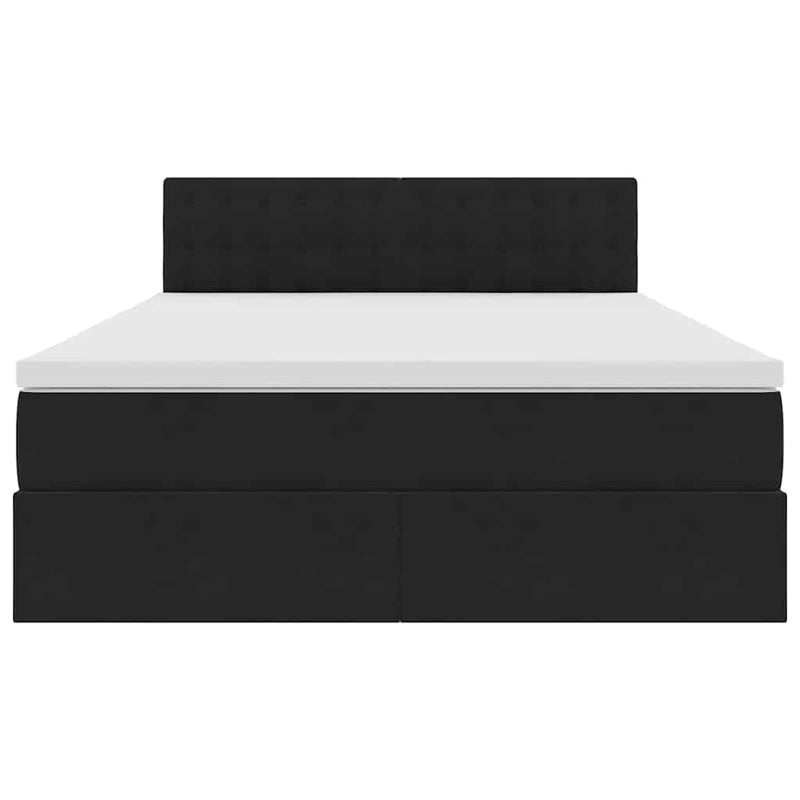 vidaXL Ágy tárolóval és LED lámpával Fekete 140 x 200 cm Bársony