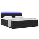 vidaXL Ágy tárolóval és LED lámpával Fekete 180 x 200 cm Bársony