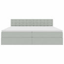 vidaXL LED tárolós ágy matraccal Világosszürke 200 x 200 cm Bársony