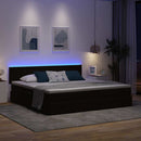 vidaXL Ágy tárolóval és LED lámpával Fekete 200 x 200 cm Bársony
