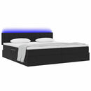 vidaXL Ágy tárolóval és LED lámpával Fekete 200 x 200 cm Bársony