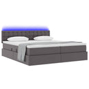 vidaXL Ágy tárolóval és LED lámpával leddel Szürke 180 x 200 cm Műbőr