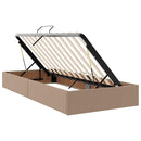 vidaXL Ágy tárolóval és LED lámpával tárolóval Kávé 180 x 200 cm Műbőr