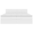 vidaXL Ágy tárolóval és LED lámpával Tiszta Fehér 200 x 200 cm Műbőr
