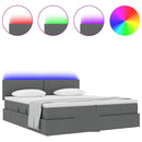 vidaXL Ágy LED -es lámpákkal tárolóval Sötétszürke 180 x 200 cm szövet