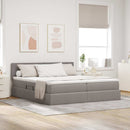 vidaXL Ágy LED -es lámpákkal fejtámlával Tópszínű 180 x 200 cm szövet