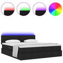 vidaXL LED tárolós ágy matraccal Fekete 200 x 200 cm Szövet