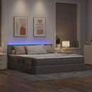 vidaXL LED tárolós ágy matraccal Tópszínű 200 x 200 cm Szövet