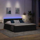 vidaXL Ágy LED -es lámpákkal fejtámlával Fekete 180 x 200 cm szövet