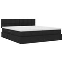 vidaXL Ágy LED -es lámpákkal fejtámlával Fekete 180 x 200 cm szövet
