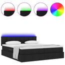 vidaXL Ágy LED -es lámpákkal fejtámlával Fekete 180 x 200 cm szövet