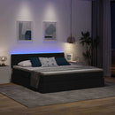 vidaXL Ágy LED -es lámpákkal fejtámlával Fekete 200 x 200 cm szövet