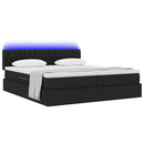 vidaXL Ágy LED -es lámpákkal fejtámlával Fekete 200 x 200 cm szövet