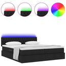 vidaXL Ágy LED -es lámpákkal fejtámlával Fekete 200 x 200 cm szövet