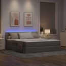 vidaXL LED tárolós ágy matraccal Tópszínű 200 x 200 cm Szövet