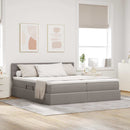 vidaXL Ágy LED -es lámpákkal fejtámlával Tópszínű 180 x 200 cm szövet