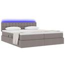 vidaXL Ágy LED -es lámpákkal fejtámlával Tópszínű 180 x 200 cm szövet