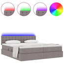 vidaXL Ágy LED -es lámpákkal fejtámlával Tópszínű 180 x 200 cm szövet