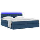 vidaXL LED tárolós ágy matraccal Kék 180 x 200 cm Szövet