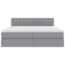 vidaXL LED tárolós ágy matraccal Világosszürke 200 x 200 cm Szövet